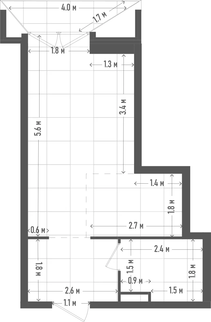 Планировка: 1-комнатная, 29,6 м²
