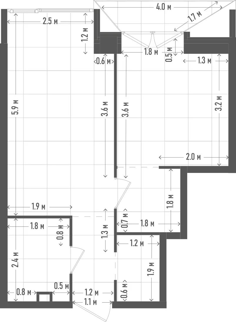 Планировка: 1-комнатная, 42 м²