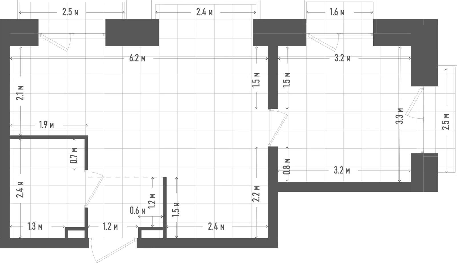 Планировка: 1-комнатная, 42,4 м²