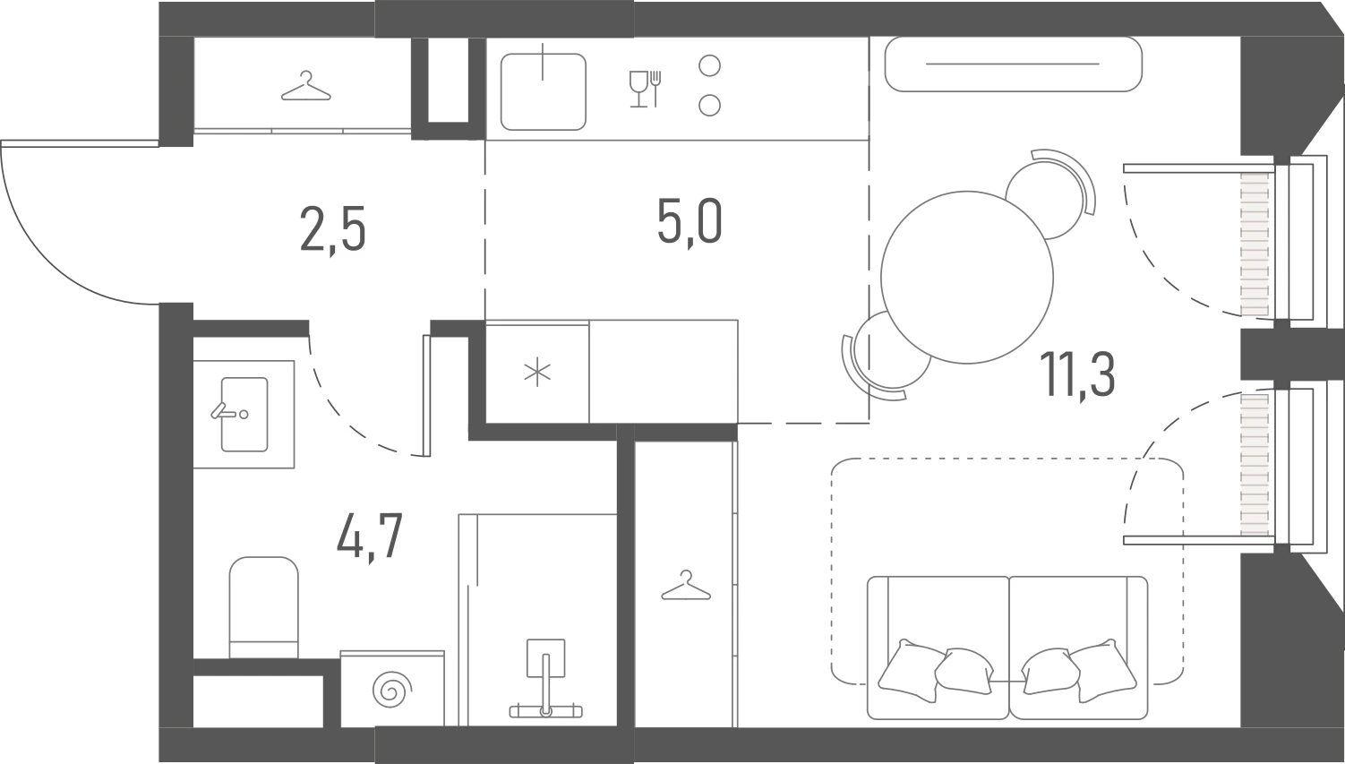 Планировка: Студия, 23,5 м²