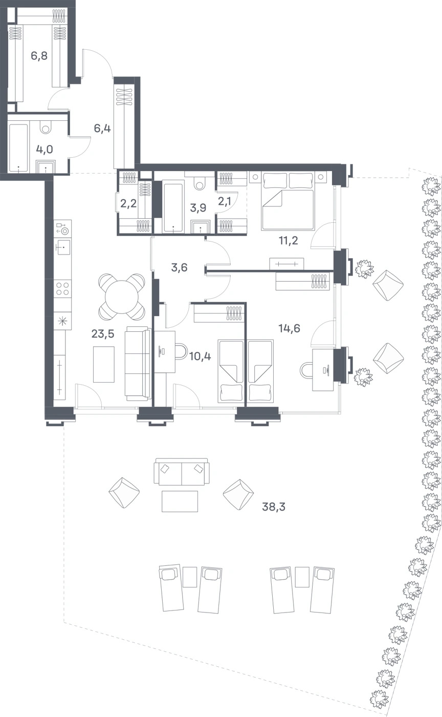 3-комнатная