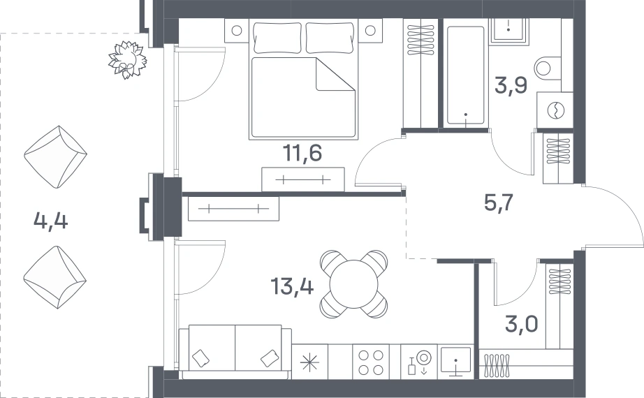 1-комнатная