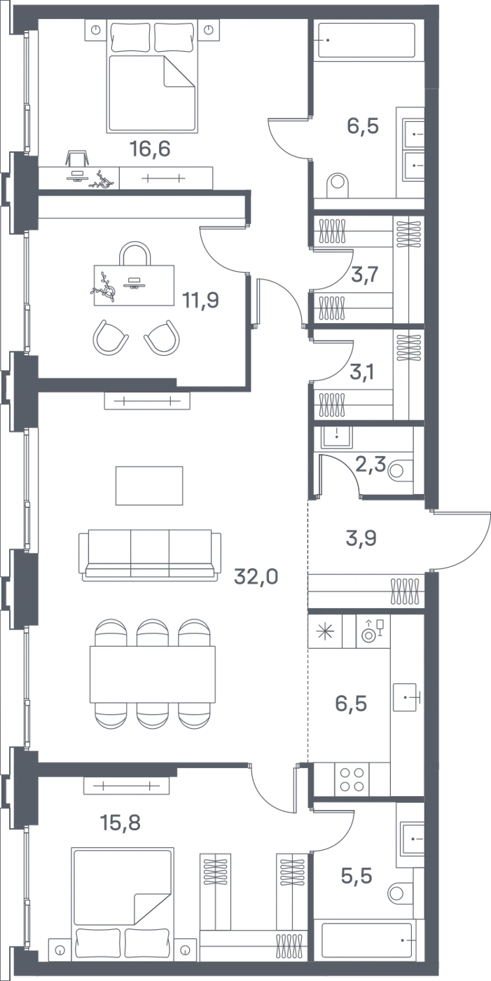 4-комнатная