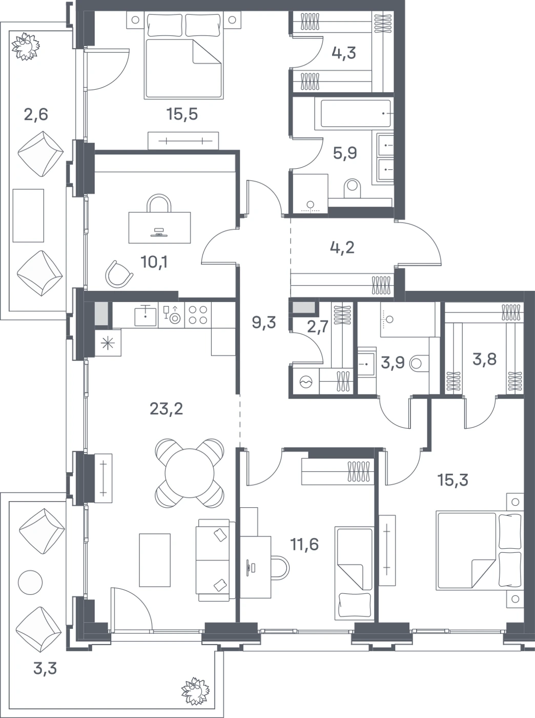 4-комнатная