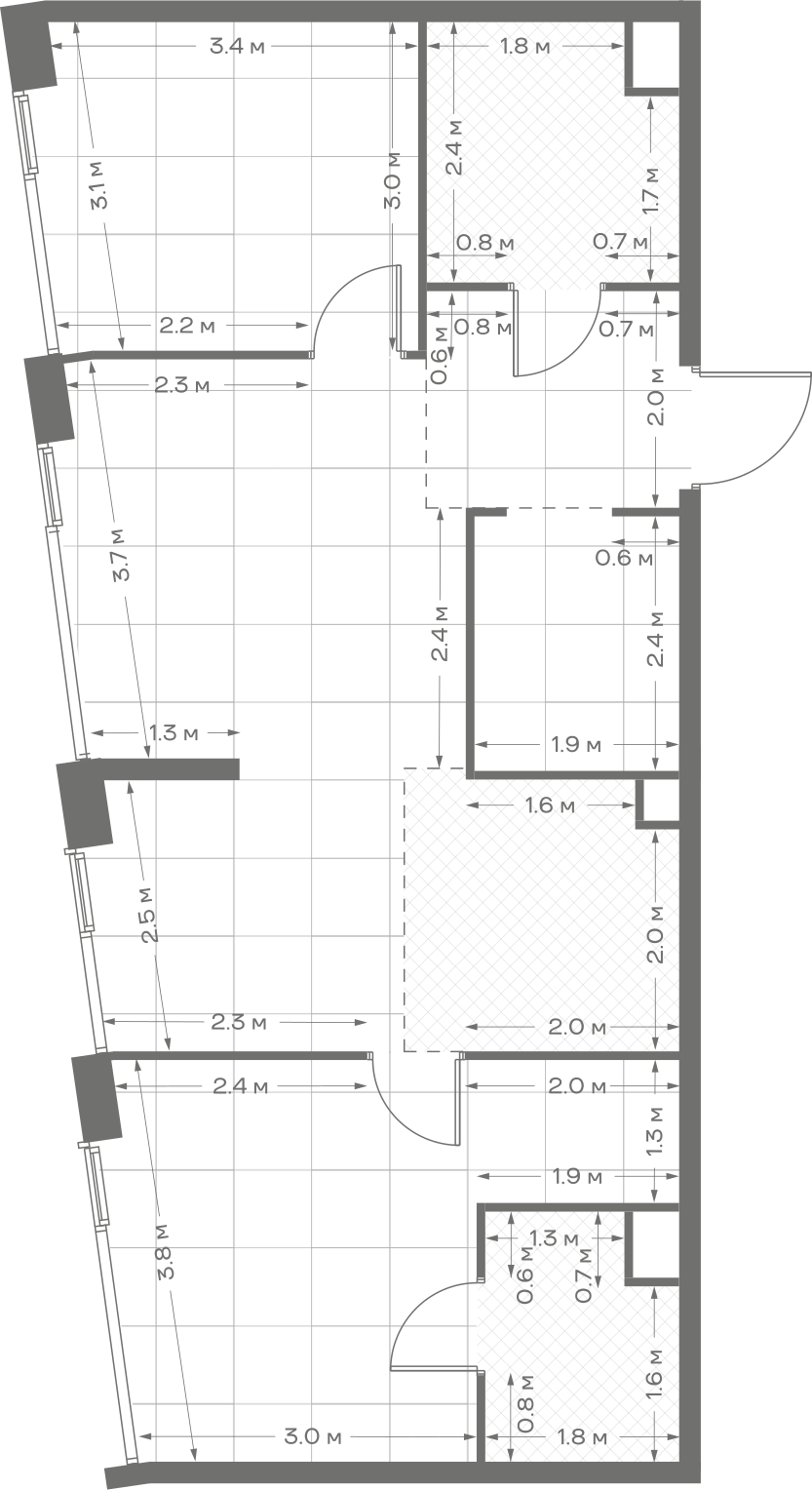 Планировка: 2-комнатная, 68,8 м²