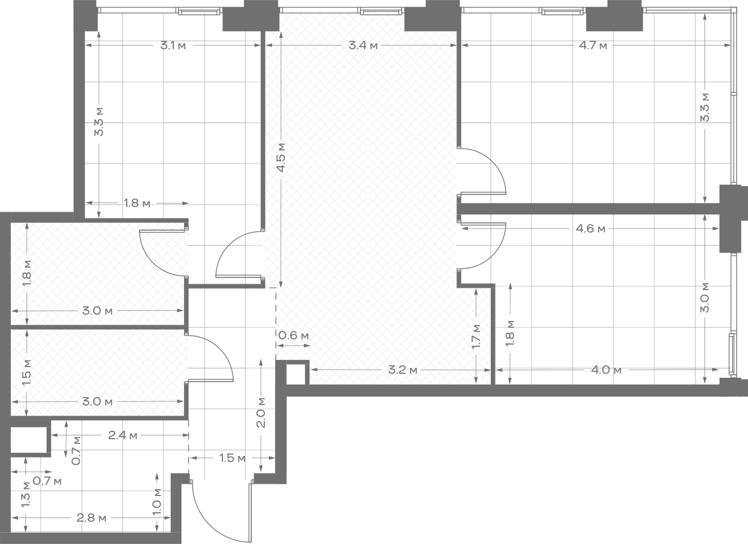 Планировка: 3-комнатная, 82 м²
