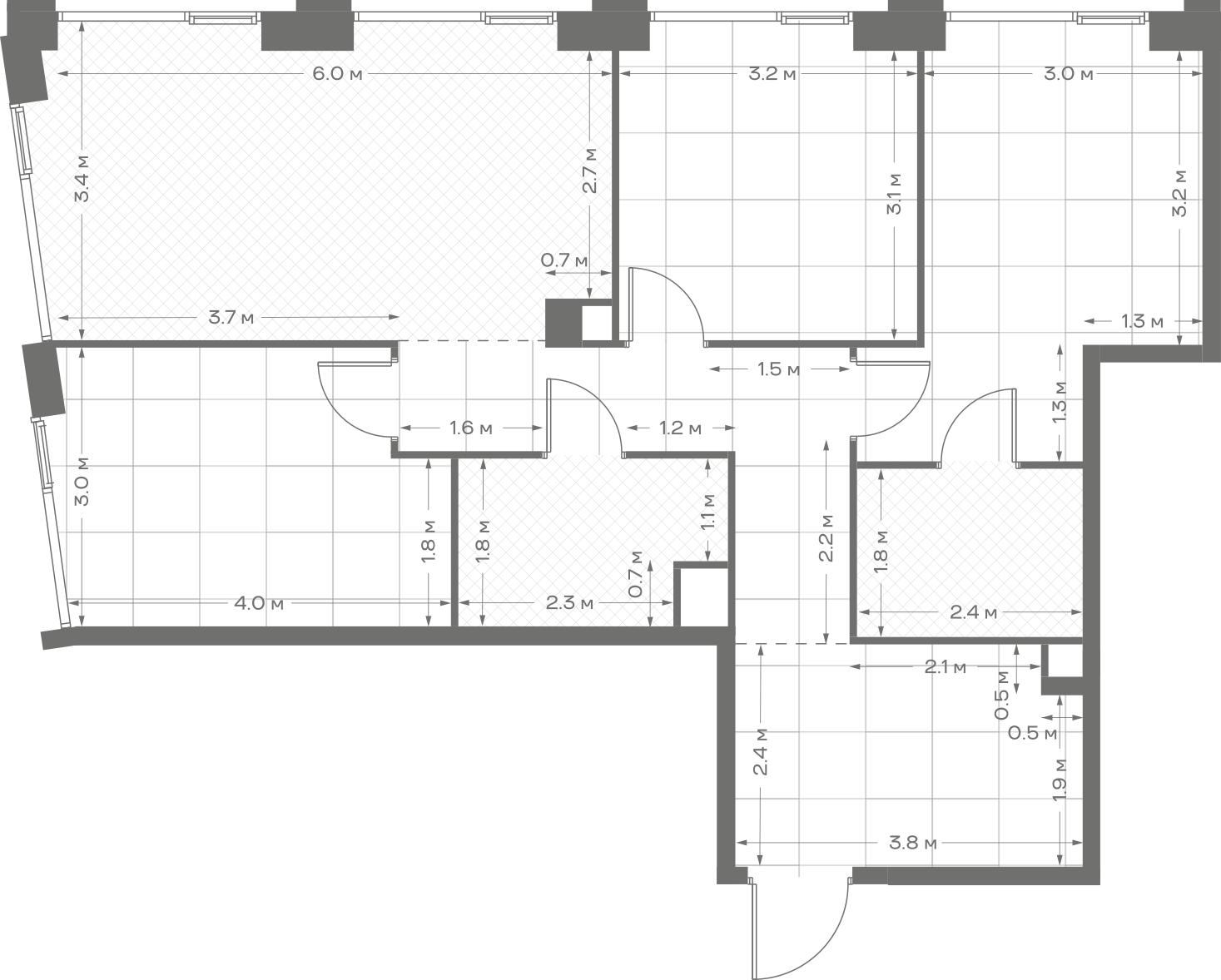 Планировка: 3-комнатная, 81,1 м²