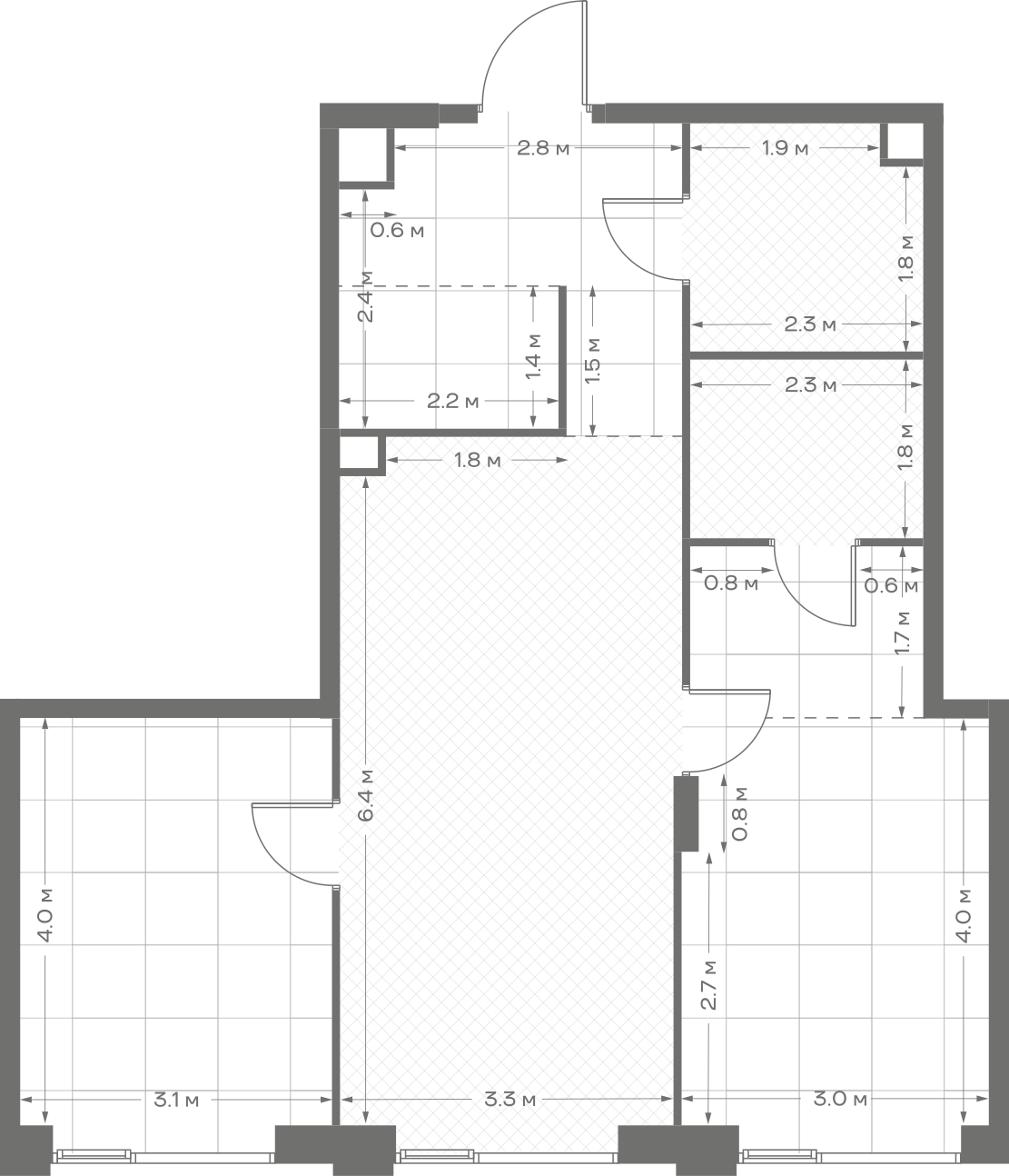 Планировка: 2-комнатная, 70,6 м²