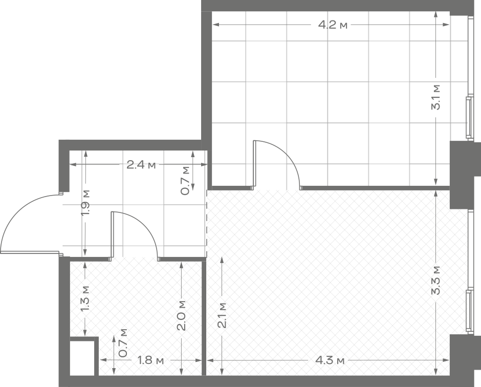 Планировка: 1-комнатная, 36,3 м²