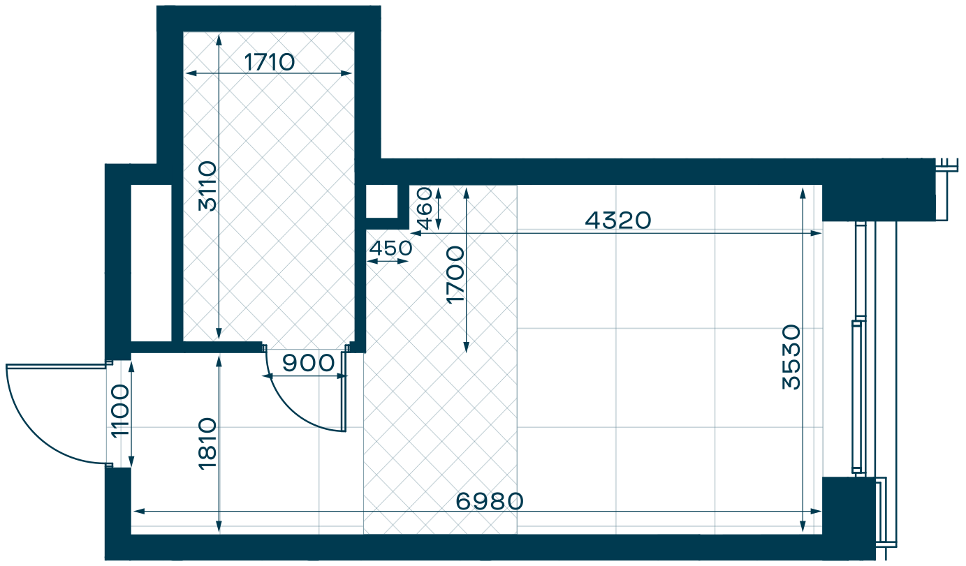 Планировка: Студия, 26,8 м²