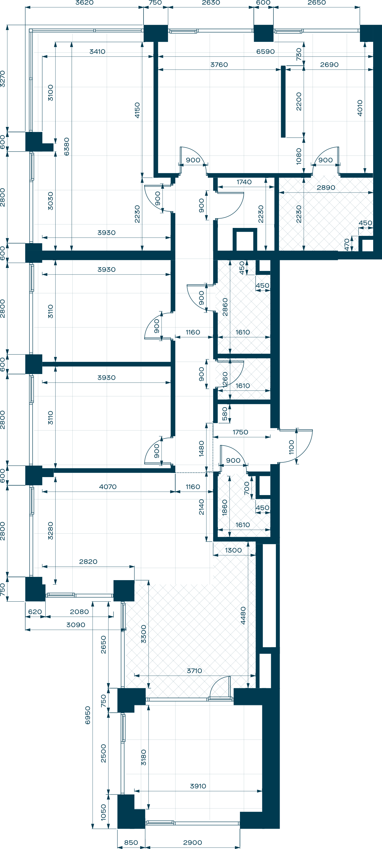 Планировка: 4-комнатная, 159,4 м²
