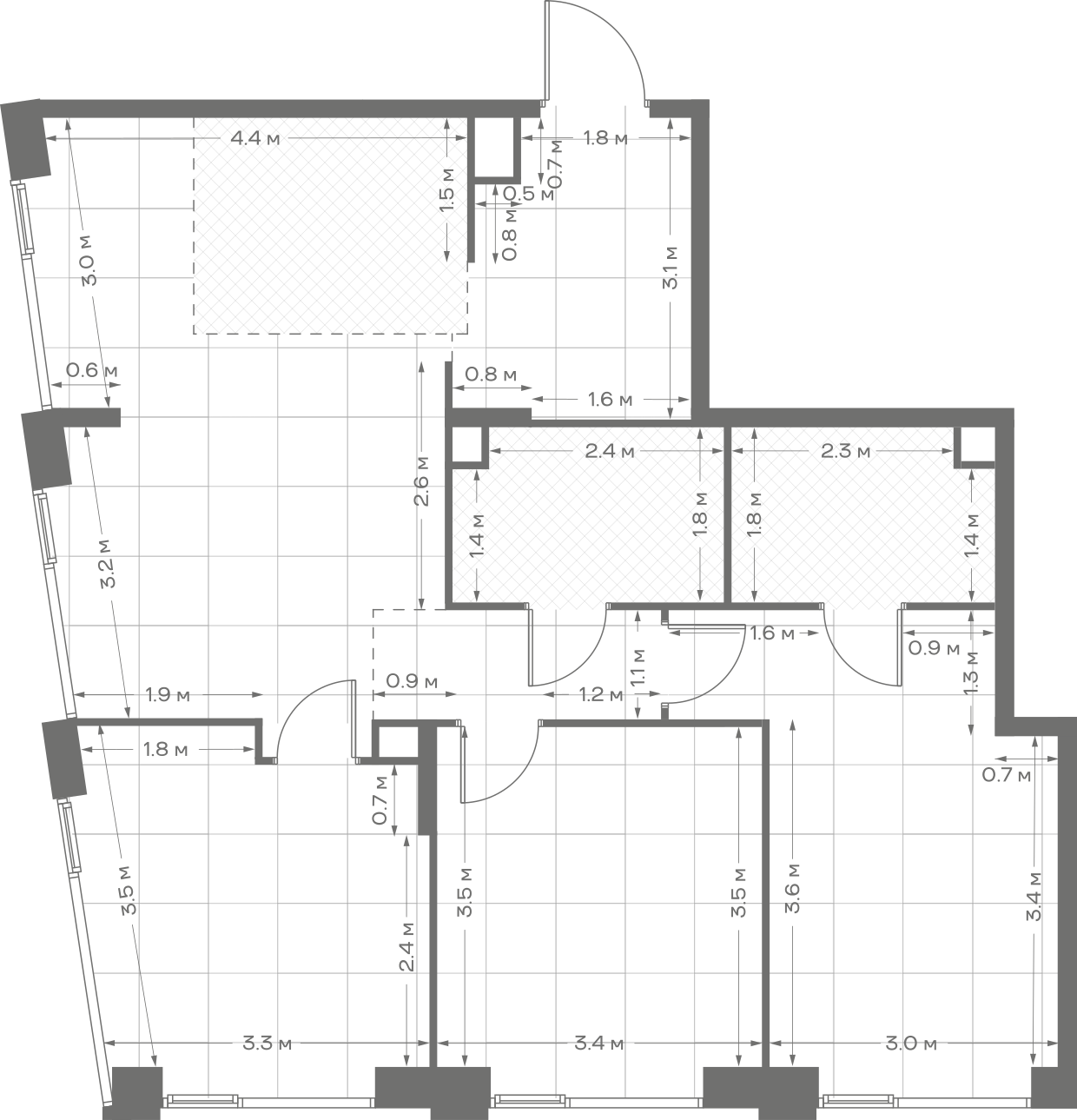 Планировка: 3-комнатная, 83,9 м²
