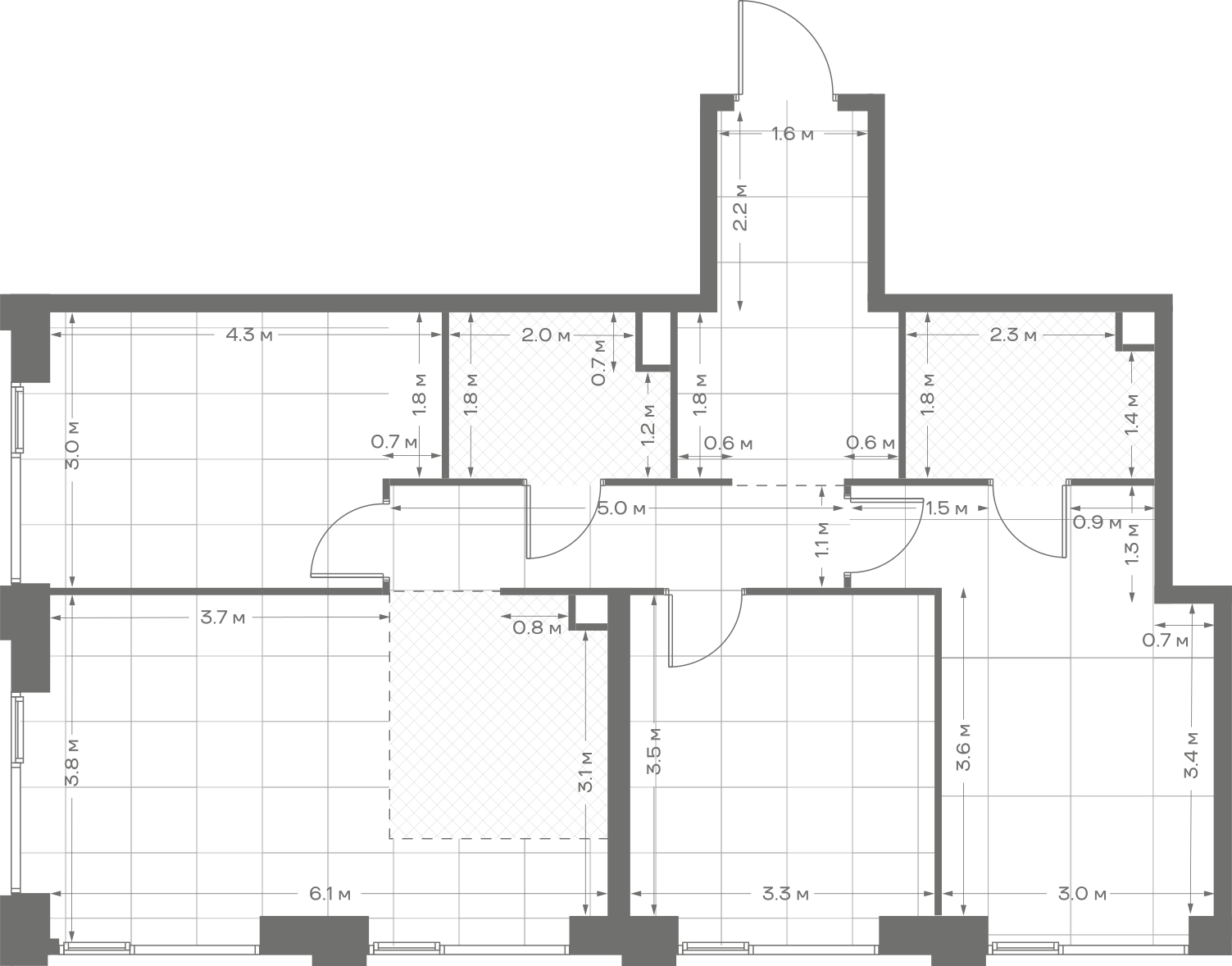 Планировка: 3-комнатная, 85 м²