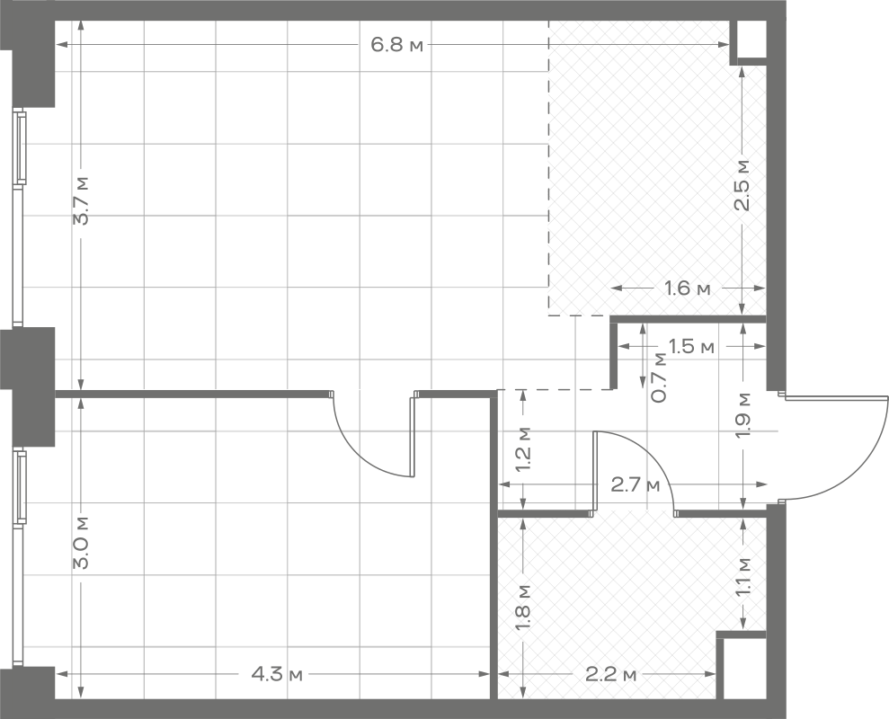 Планировка: 1-комнатная, 47,7 м²