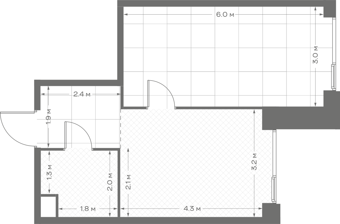 Планировка: 1-комнатная, 41,5 м²
