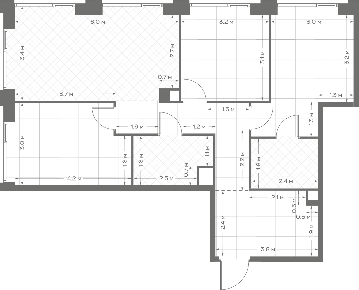 Планировка: 3-комнатная, 81,9 м²