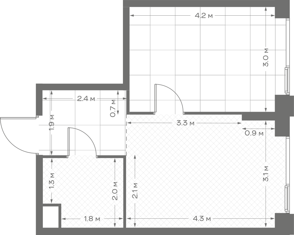 Планировка: 1-комнатная, 35,9 м²
