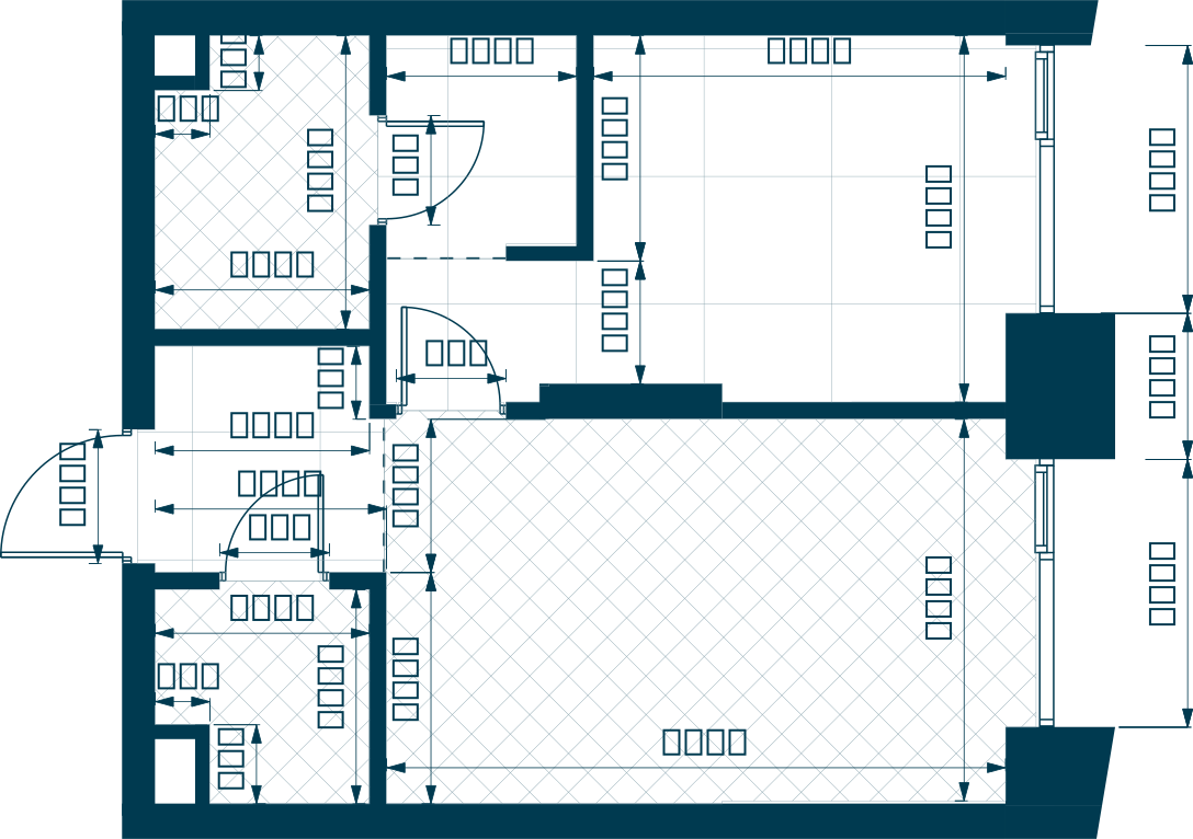 Планировка: 1-комнатная, 43,4 м²