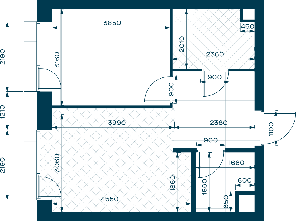Планировка: 1-комнатная, 41,2 м²